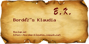 Bordás Klaudia névjegykártya
